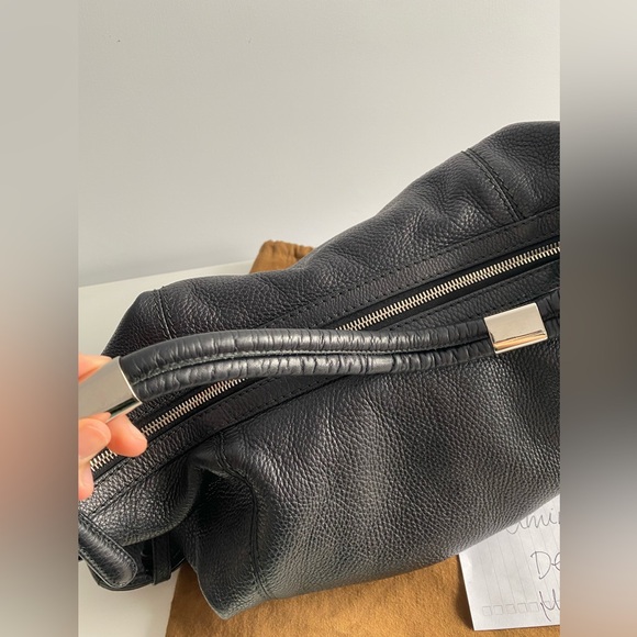 SOLD ๐ Gucci Hobo Bag Black Grainy Leather Silver Hardware Bamboo - Picture 6 of 13